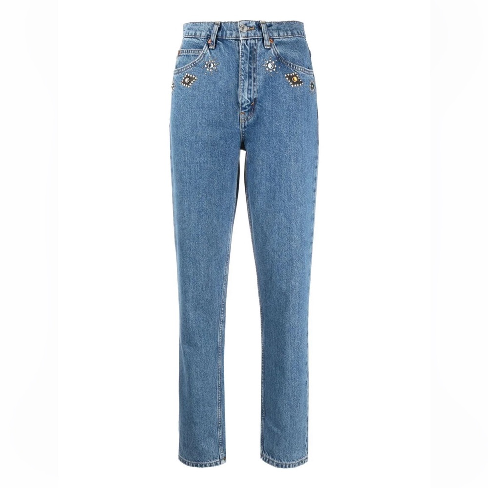 NWT Re/Done 70s Straight Leg crystal-embellished Jeans